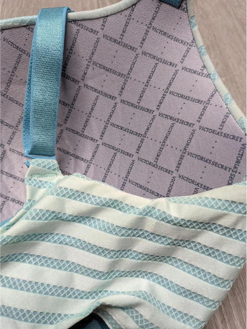 Victoria's Secret Bra Womens 36DD Blue Perfect Shape Striped T-Shirt Padded - Picture 5 of 7